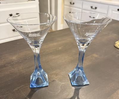 Set of 2 - Bombay Sapphire 7'' Martini Glasses Excellent