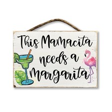 Hanging Pallett Style Sign "This Mamacita Needs" Home, Patio, Pool Decor