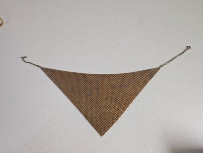 Vintage goldfarben Mesh Scale Bib Choker Halskette Federring Verschluss