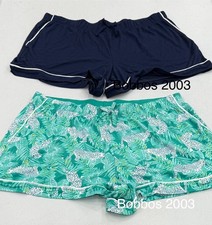 Room Service Women's 2-Pack Lounge Shorts, Navy Blue  Green, Size XL