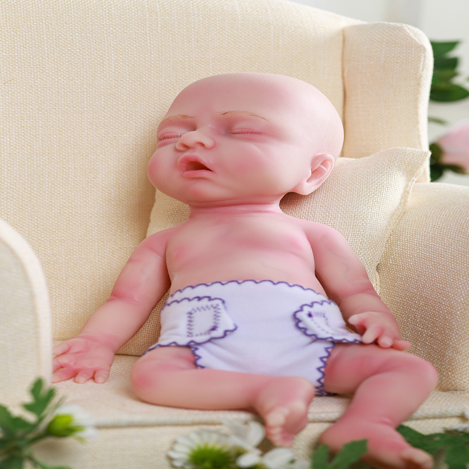For Play Reborn Boy Doll Drink-wet System Soft Silicone 14.9" Sleeping Baby Doll