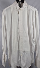 Saks Fifth Avenue Men 16 R White Tuxedo Shirt Pique Bib French Cuff 100 Cotton