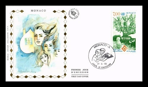 Dr Jim Stamps Monaco International Family Year 1994 First Day Cover Silk Cachet