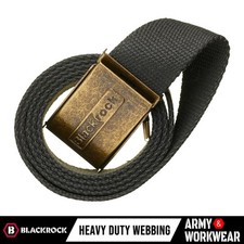 Blackrock Heavy Duty Rugged Webbing Black Work Wear Trouser Belt Brass Buckle
