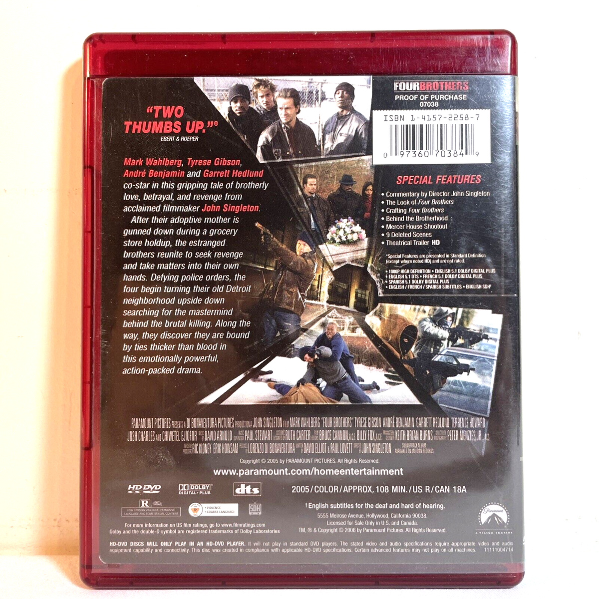 FOUR BROTHERS (2005) HD DVD Mark Wahlberg - Action Crime Drama