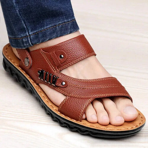 Neu Strand Sommer Herren Sandalen Leder Wandern Outdoor bequem Trekking - Bild 5 von 18