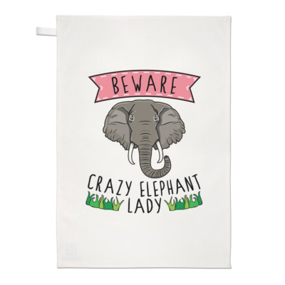 Vorsicht Crazy Elephant Lady Geschirrtuch Geschirrtuch - lustiger Tierwitz