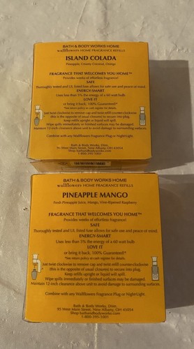 Bath Body Works ISLAND COLADA & PINEAPPLE MANGO Wallflower Refill Bulbs Lot 2 - Picture 2 of 2