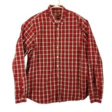 Eddie Bauer shirt mens 2XLT 2XL XXL TALL red plaid legend wash classic fit