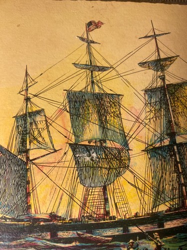 Nueva placa de pared arte madera MCM Bedford Whaler 1842 decoupage náutico mediados de siglo - Imagen 5 de 7