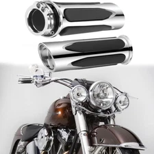 1'' CNC Chrome Motorcycle Handle Bar Hand Grips For Harley Davidson Dyna Fatboy 
