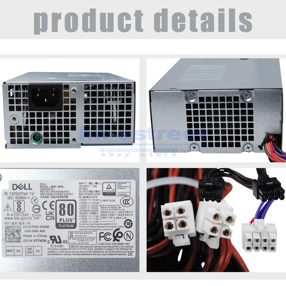 500W Power Supply For Dell Inspiron 3020 Vostro 3020 8+4+4+8+8pin - Image 2 of 4