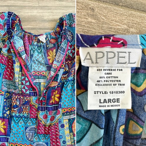 VTG 80S 90S NWOT APPEL COLORFUL MUUMUU HOUSE DRESS VIBRANT PATIO DRESS SIZE L - Picture 11 of 11