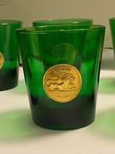 Vintage grüne 70er Jahre Medaillon Byrrhe Gläser 6er Set