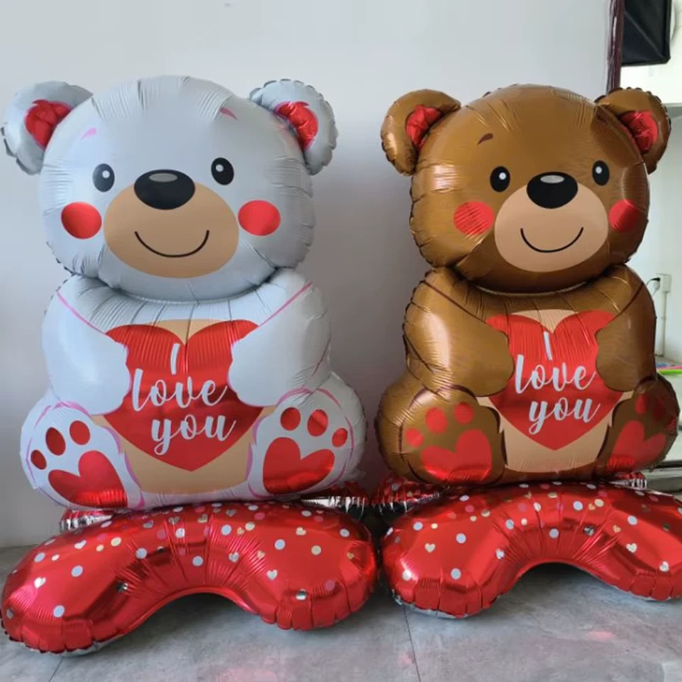 Globo de fiesta de San Valentín decoración grande rosa flor oso de peluche globos R Foto 3 de 4