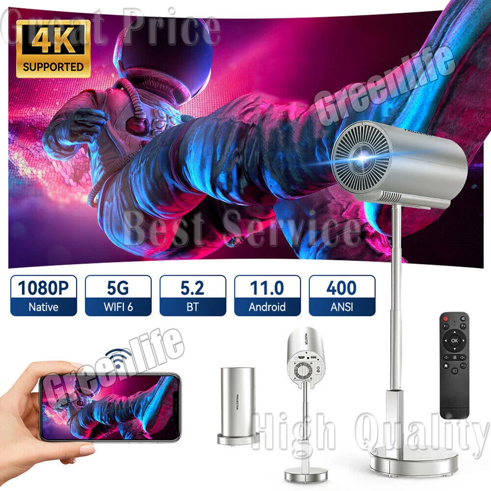 Smart Projector 4K With WiFi And Bluetooth 5G 1080P Mini Projector Home Theater - Image 3 of 4