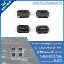 4X Window Lift Control Button Cover Trim For Jeep Wrangler JL JT 18+Carbon Fiber