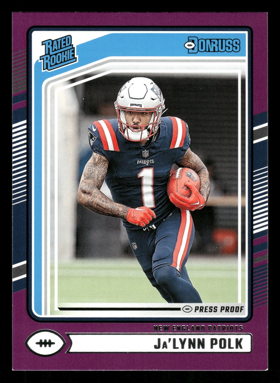 2024 Panini Donruss - Rated Rookie #373 Ja'Lynn Polk (RC) Purple Press Proof