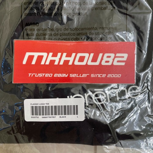 New Supreme Classic Logo Tee T-Shirt Black Spring Summer 2022 SS22 Size L Large - Picture 4 of 5