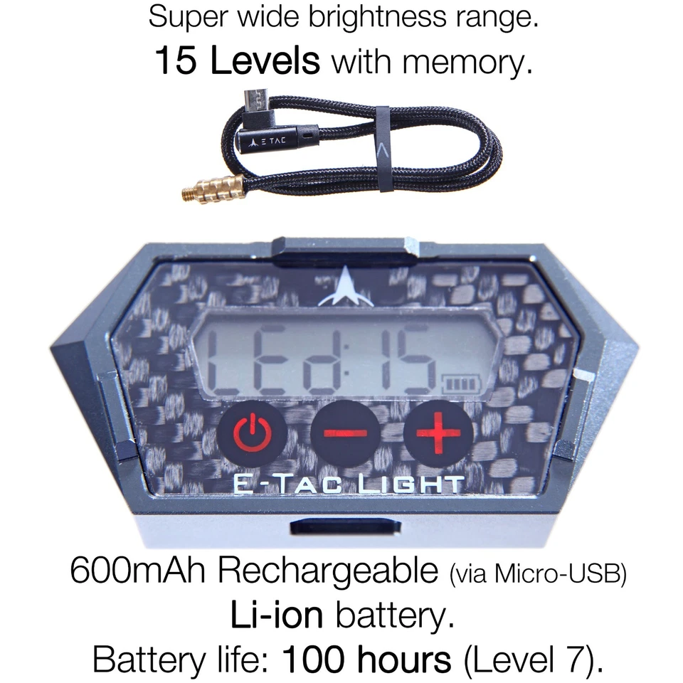 Luz de mira de arco compuesta E-Tac 8-32 15 niveles recargable BT encendido/apagado automático Foto 2 de 4