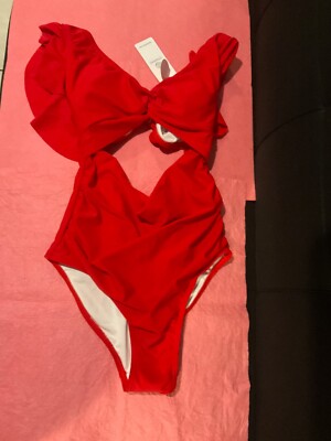 Nwt Charmo Women's Red  one piece Swimsuit Sz M