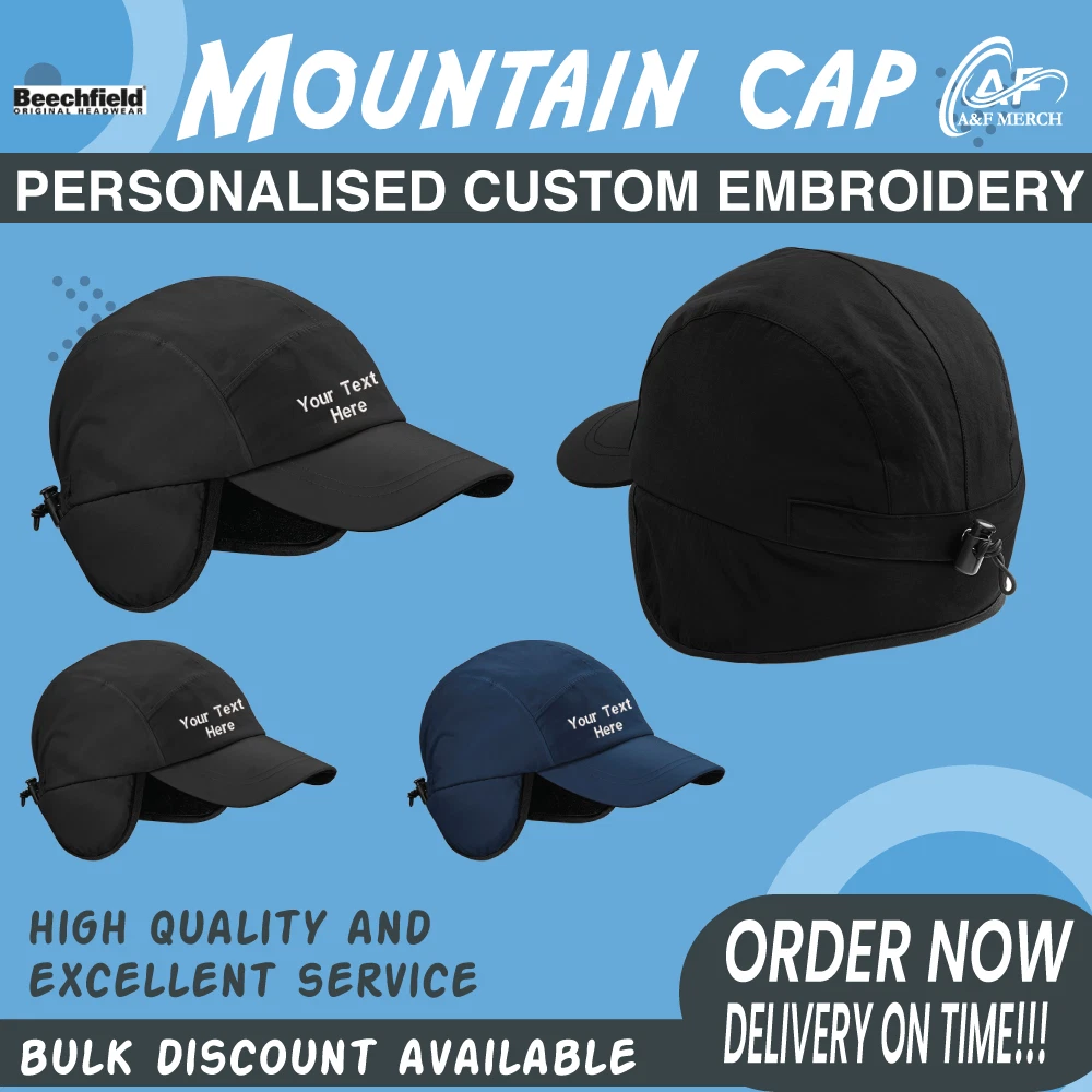 Personalised Custom Embroidered Beechfield Waterproof Mountain Cap BC355