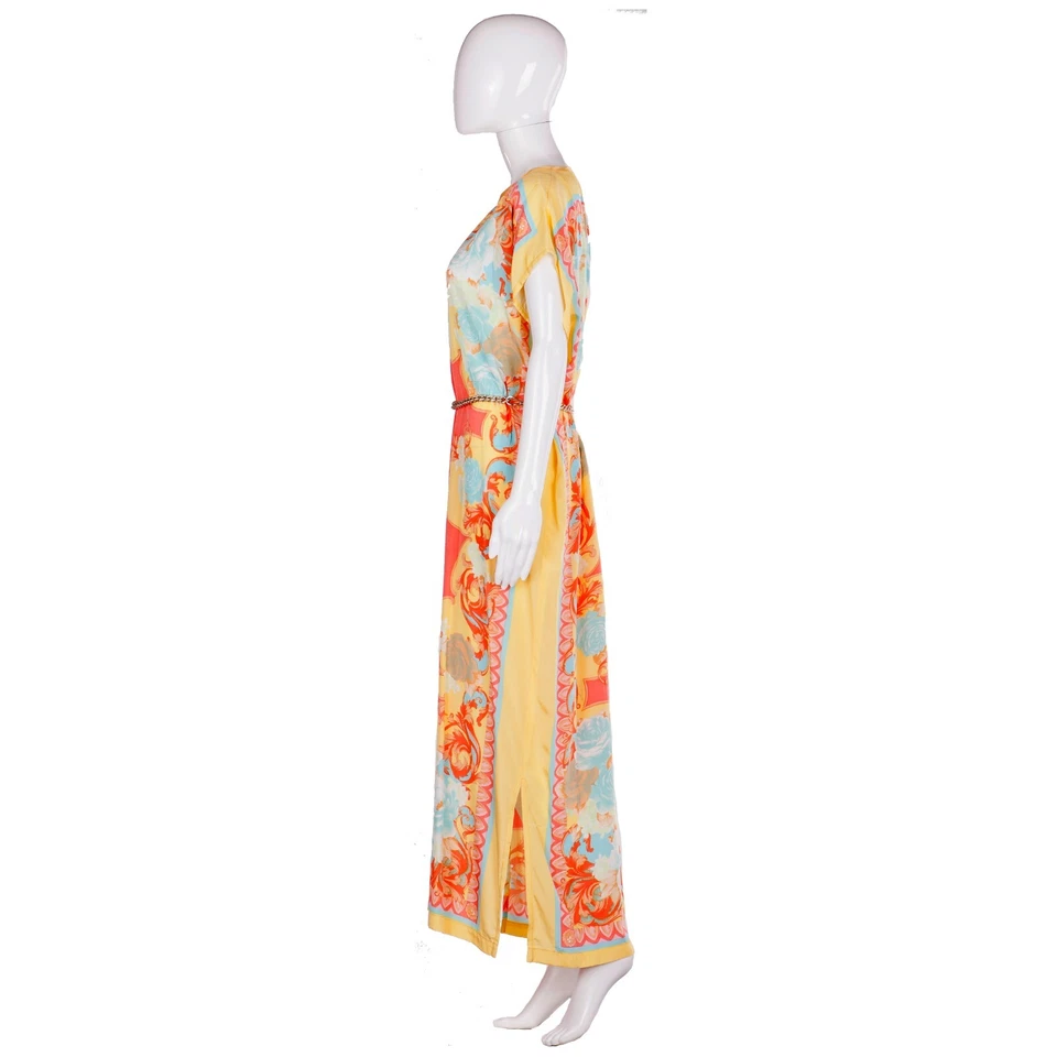women clothing summer griff curvy couture long dress kaftan roses chiffon salmon - Image 3 of 4