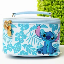 Disney Stitch Cosmetics Vanity Pouch Bag Make Up Tote Authentic Metal Charm