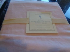 Pottery Barn Kids Eyelet linen cotton full queen duvet pink New