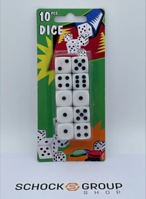 Würfel Dice weiß Set aus 10 Stück 15mm Spielewürfel Spiele Zubehör NEU & OVP