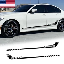 2pcs 68" Black SPORTS Hockey Racing Stripe Side Body Skirt Vinyl Sticker Decal