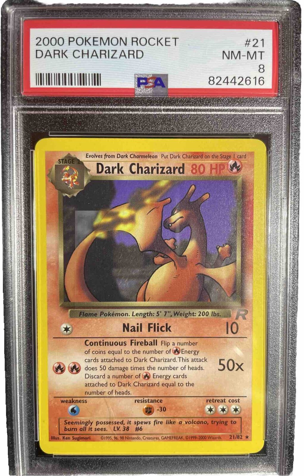 2000 Pokemon Rocket Dark Charizard #21 Graded PSA 8 NM-MT MINT