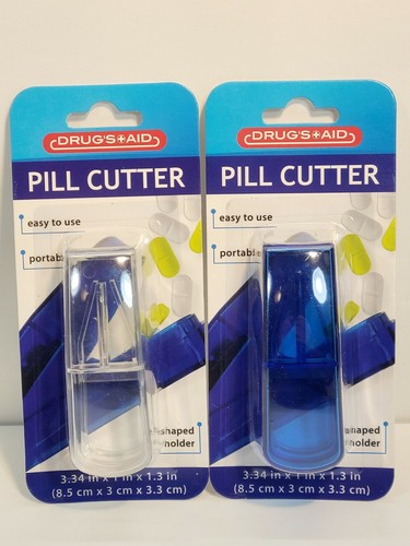 Pill Cutter Splitter Tablet Storage Medicine Drug Dose easy to use 2 Pack