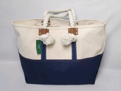 L.L. Bean Signature Boat & Tote Bag with Leather & Rope Handles