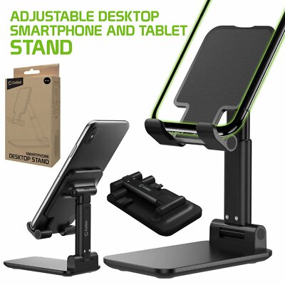 Adjustable Desktop Smartphone and Tablet Holder Stand Foldable Heavy Duty Mount.