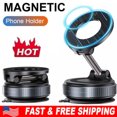 360° Adjustable Magnetic Vacuum Suction Cup Car Phone Holder Mount for MagSafe