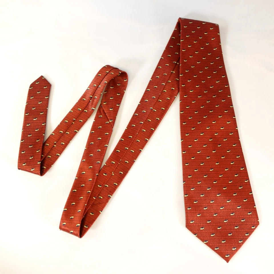 Corbata Naranja Para Hombres Geo Block Satinado Tejido Traje Brillante Colección UMO LORENZO Foto 3 de 4