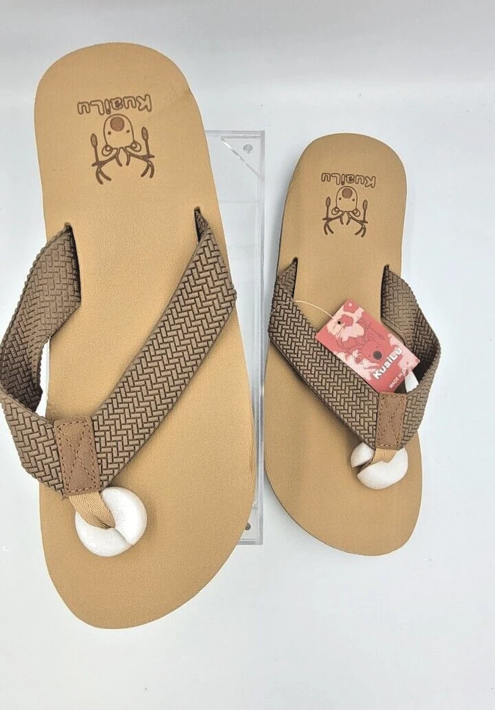 Comfortable Brown Yoga Mat Thong Flip Flops with Arch Support in Size 14
