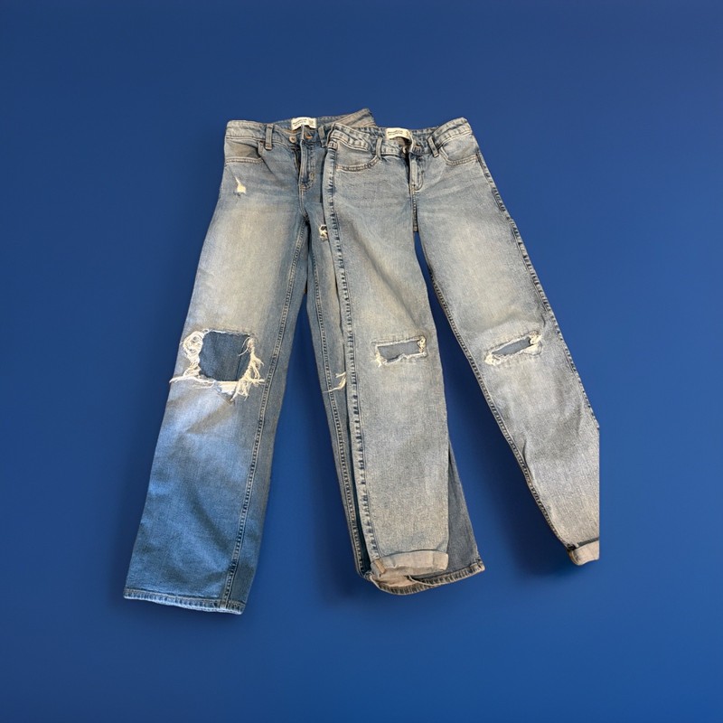 Abercrombie Kids High Rise Wide Leg + Mid Rise Boyfriend Jeans Girls 11/12 Long
