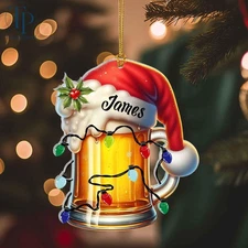 Funny Merry Christmas Beers Ornament, Christmas Drinking Gift, Santa Beer Decor