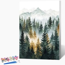 Framed Misty Forest Paint by Numbers for Adults 8x12 Inch DIY Canvas Art Kit