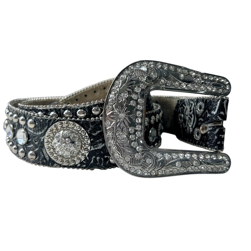 Rhinestone Crystal Western Bling Leather Belt Country Cowgirl Women 32-38 Large - Изображение 3 из 4