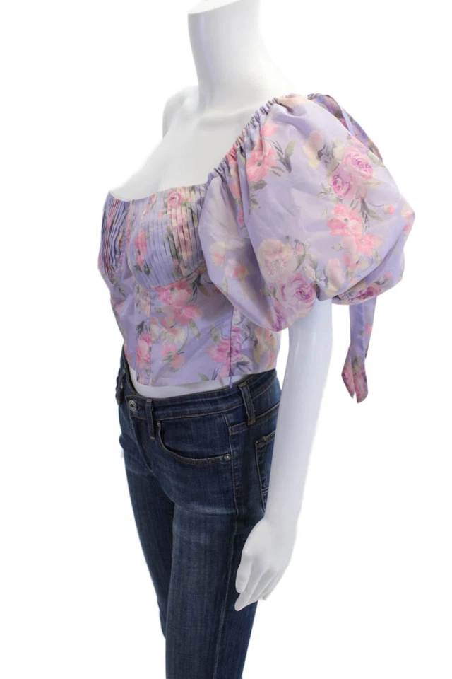 Blusa Love Shack Elegante Mujer Rosa Recortada Floral Cuello Cuadrado Talla 8 Foto 2 de 4