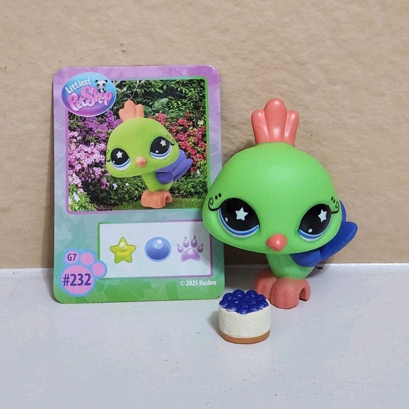 Littlest Pet Shop Peacock Bird G7 #232 with Accessory & Collector Card LPS
