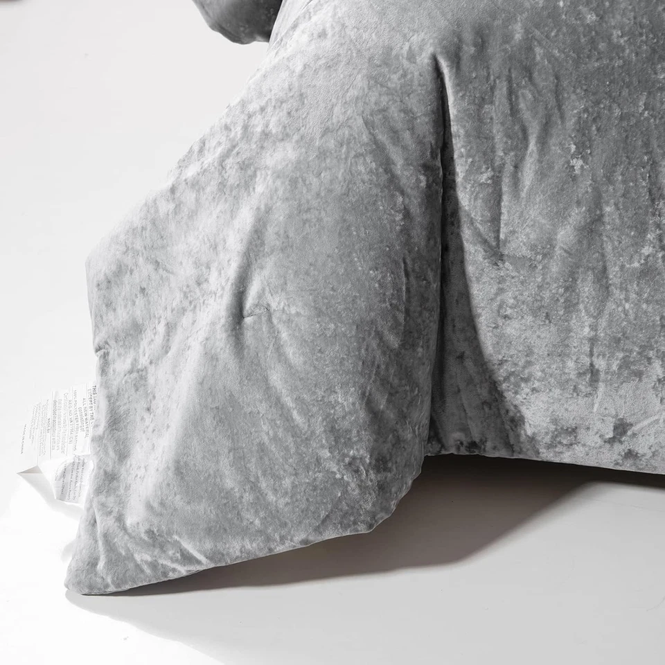 Juego de edredón Fredsure King de 5 piezas gris claro terciopelo envejecido microfibra suave Foto 4 de 4