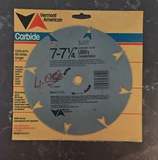 NOS Vermont American 7-7 1/4" Saw Blade Carbide Utility Combination 27050