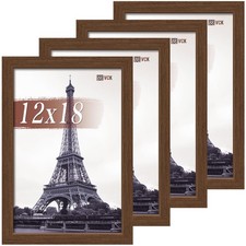 12x18 Poster Frame Set of 4 - Brown, Gallery-Quality Wood Picture Frames, 1.1...