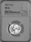 1947-S  25C WASHINGTON SILVER QUARTER "SAN FRANCISCO MINT" NGC MS66 #8343475-010