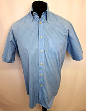 Yves Saint Lauren Check Short Sleeve Shirt Smart Formal Blue Medium 15" A5959