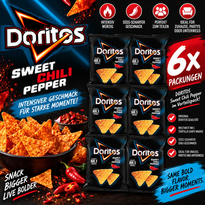 6x Doritos Sweet Chili Pepper   Tortilla Chips süß-scharf Vorratspack
